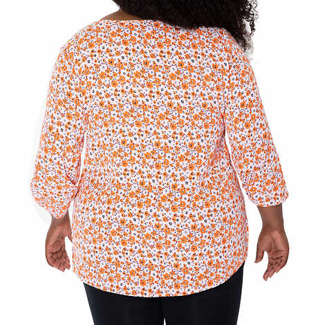 Mario Serrani Ladies' Size XS (0-2), 3Q Sleeve Tunic Top, Pink Floral