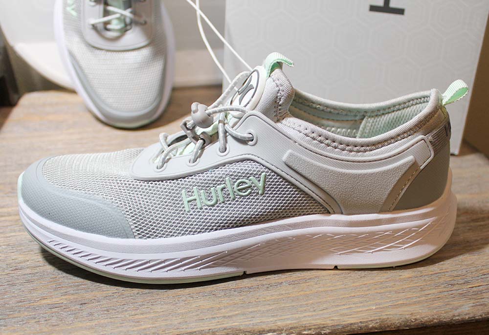 Hurley Ladies' Size 8 Roscana Bungee Slip on Sneaker Shoes, Gray, New in Box