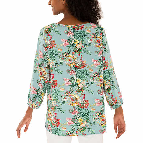 Mario Serrani Ladies' Size Medium, 3Q Sleeve Tunic Top, Blue Floral