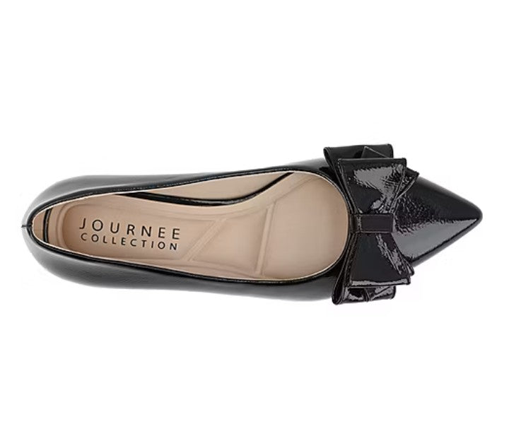 Journee Collection Ophelia Women Size 11, Pointed Toe Ballet Flats, Patent Black