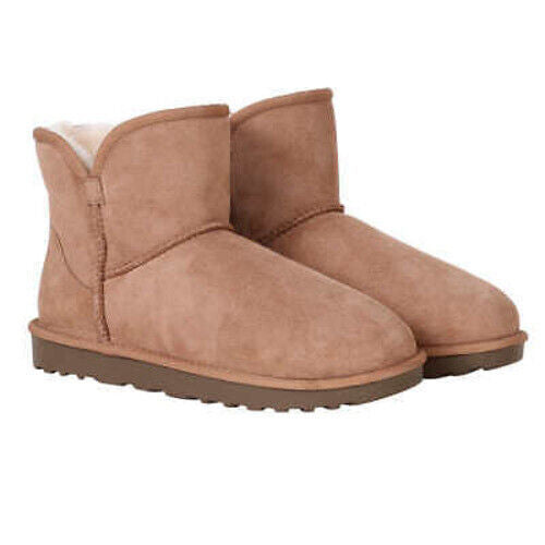 Kirkland Signature Ladies' Size 7 Shearling Scalloped Edge Boots, Chestnut, Customer Return