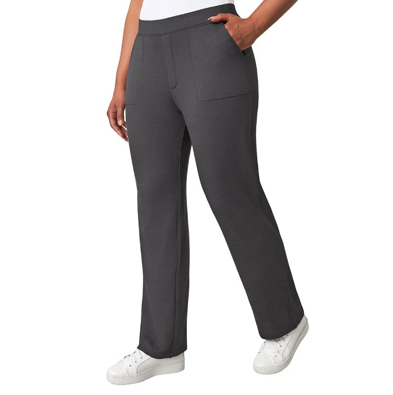 Mondetta Ladies' Size Medium Pull-On Straight Leg Pants, Herringbone Black