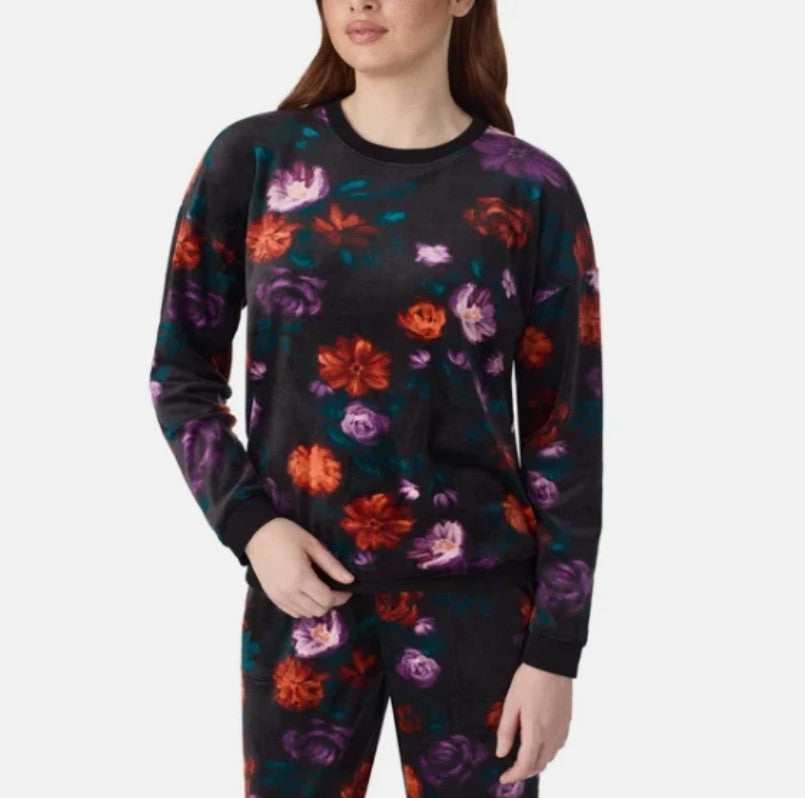 Room Service Women's Size Medium, 2-piece Jogger Pajama Set, Black Floral