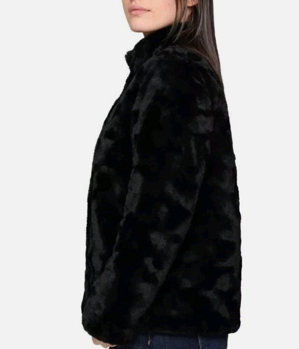 Nicole Miller Ladies' Size XXL (18) Reversible Jacket Faux Fur Puffer, Black