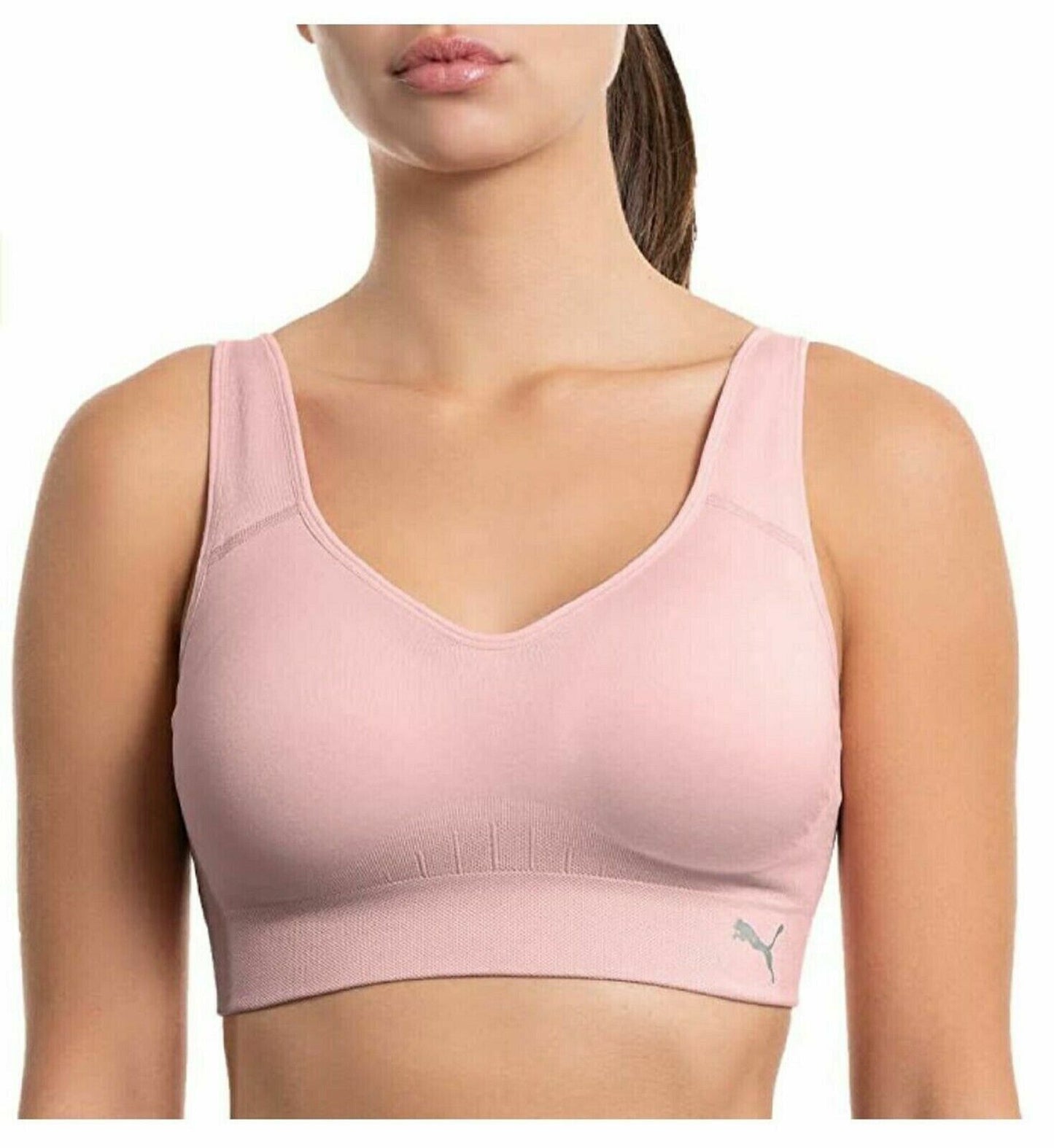 PUMA 2 PACK Ladies' Size XL Seamless Sports Bra, (1) White (1) Pink