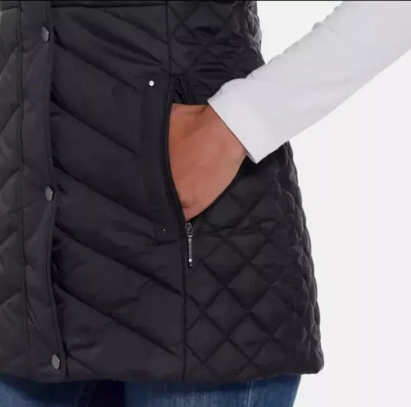 Weatherproof Ladies' Size XL (16-18) Quilted Vest, Long, Black