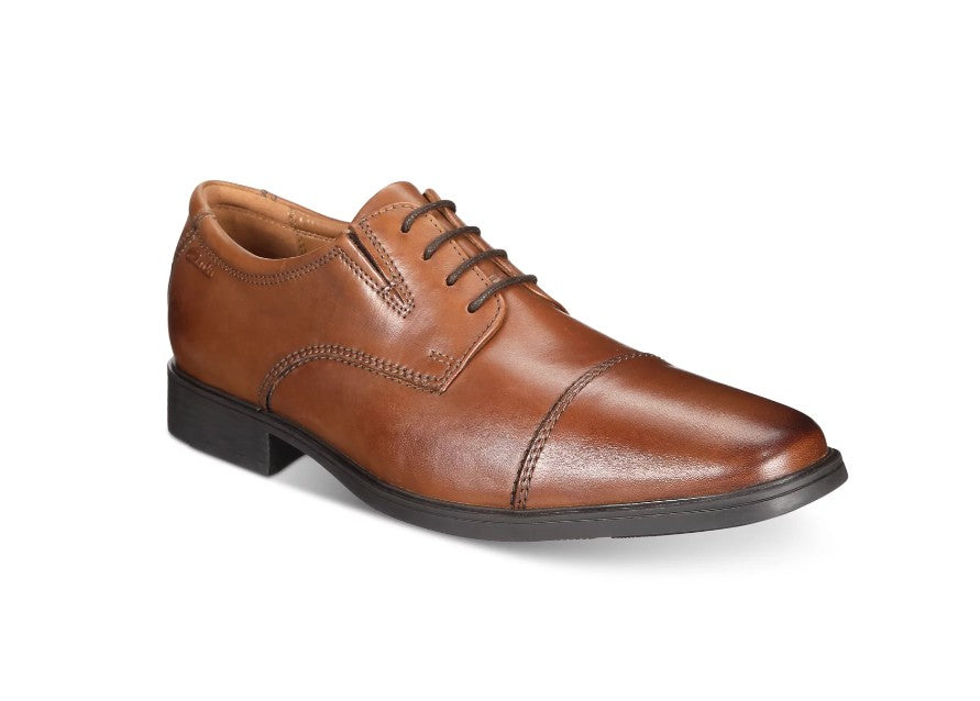 Clarks Men's Size 11 M, Tilden Cap Toe Oxford Dress Shoes, Dark Tan (NO BOX)