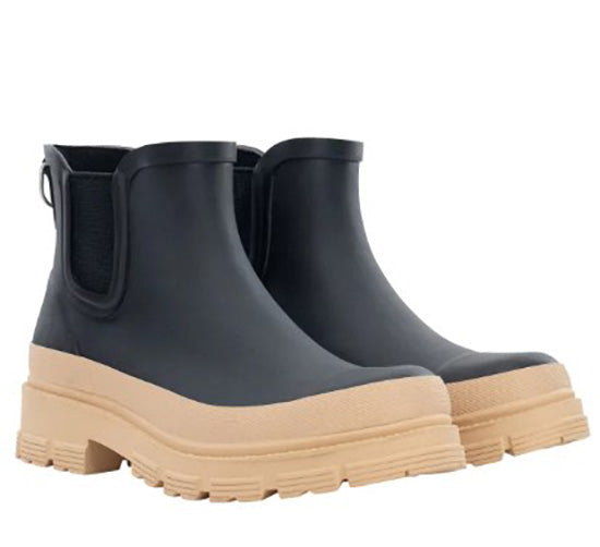 Chooka Ladies' Size 9 CH Storm Chelsea Rain Boot, Black/Tan, New in Box