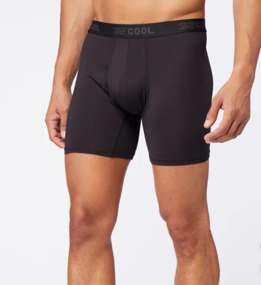 32 Degrees Men's Size Large (36-38), Comfort Mesh Boxer Briefs, 6-pack, Black