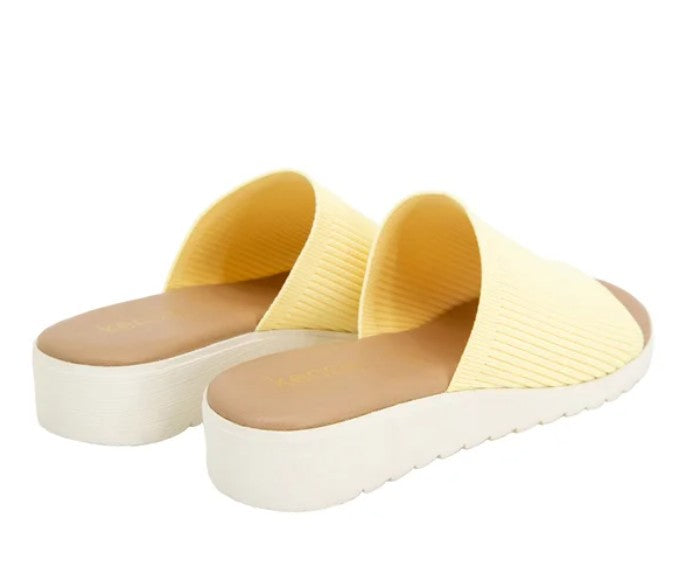 Kensie Women's Size 9 Knit Slip On Sandals, Yellow New (NO BOX)