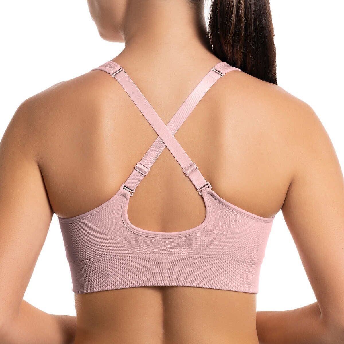 PUMA 2 PACK Ladies' Size XL Seamless Sports Bra, (1) White (1) Pink