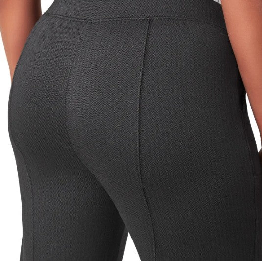 Mondetta Ladies' Size Medium Pull-On Straight Leg Pants, Herringbone Black