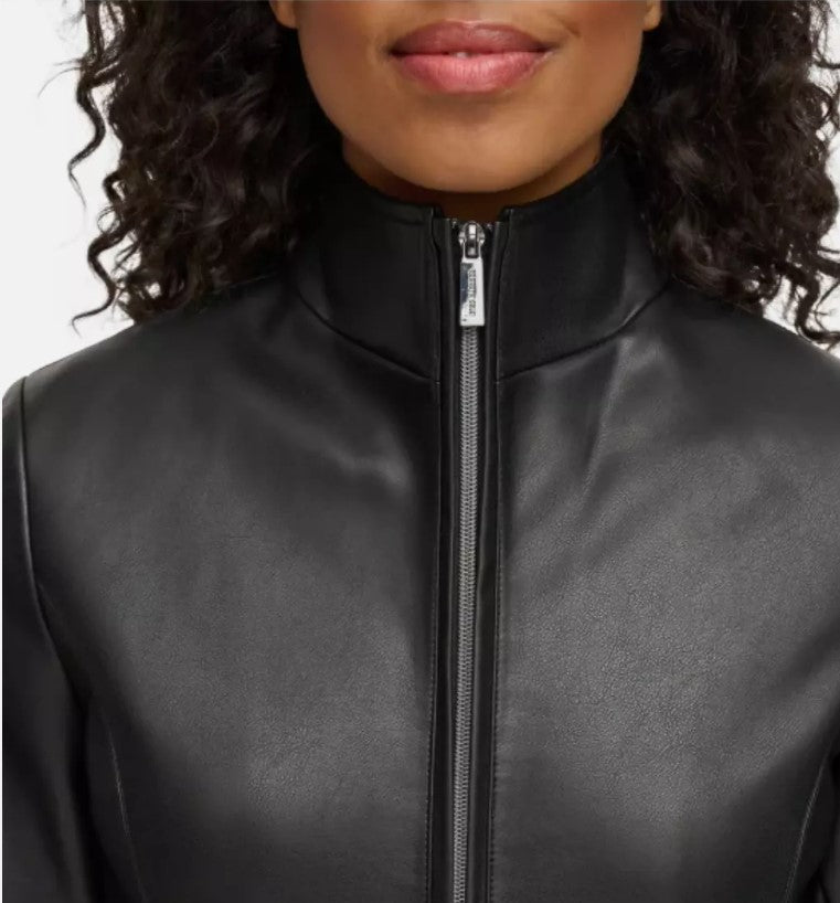 Kenneth Cole Ladies' Size Small (4-6), Faux Leather (PU) Jacket, Black