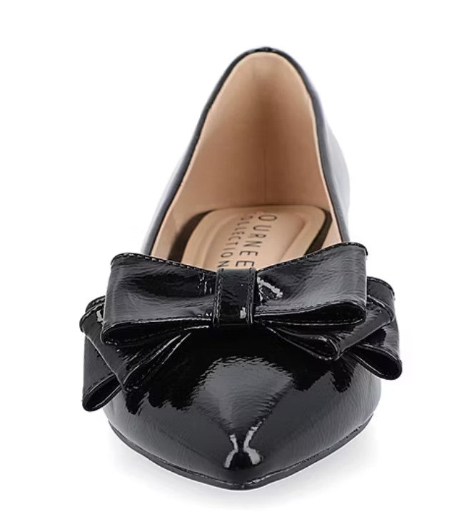 Journee Collection Ophelia Women Size 11, Pointed Toe Ballet Flats, Patent Black