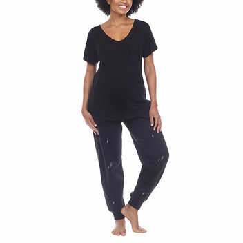 Honeydew Ladies' Size Medium Embroidered Lounge Set, 2-piece, Black Lightning