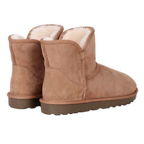 Kirkland Signature Ladies' Size 7 Shearling Scalloped Edge Boots, Chestnut, Customer Return