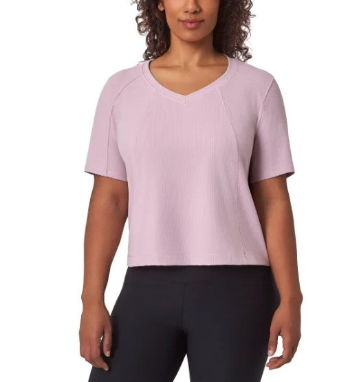 Mondetta Women's Size X-Large (16) Short Sleeve V-Neck Tee Shirt, Pink