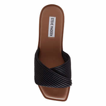 Steve Madden Ladies' Size 8 Textured Slide Sandal, Black, Customer Return