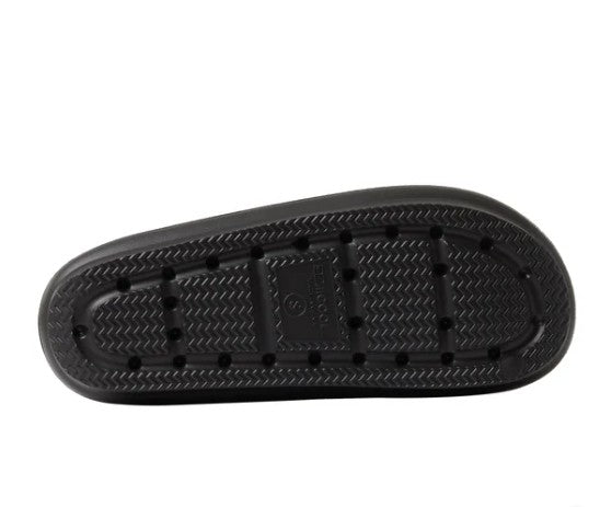 32 Degrees Unisex Size Large (W 9-10/M 7-8) Cushion Slide Sandals Black, Grade A