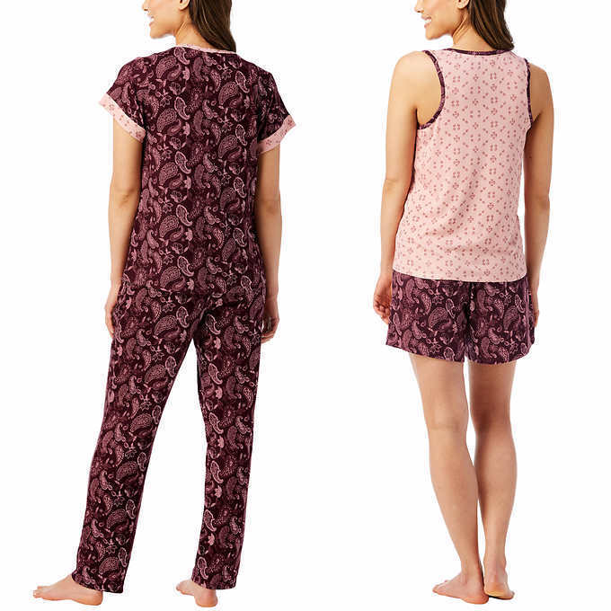 Lucky Brand Ladies' Size XS (0-2) 4-Piece Pajama Set, Burgundy Paisley