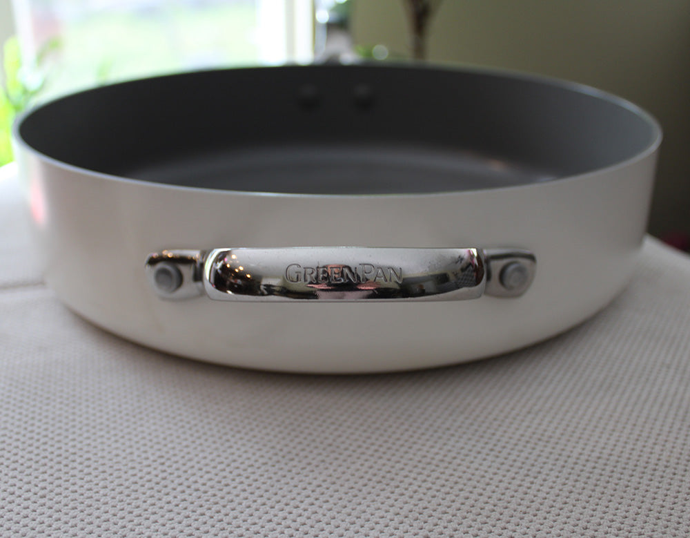 GreenPan Eras Ceramic Non-Stick 4.5 Quart Sautepan w/ Silicone Rim Glass Lid