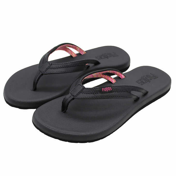 Flojos Ladies Size 8 Flip Flops Sandals Thongs, Black