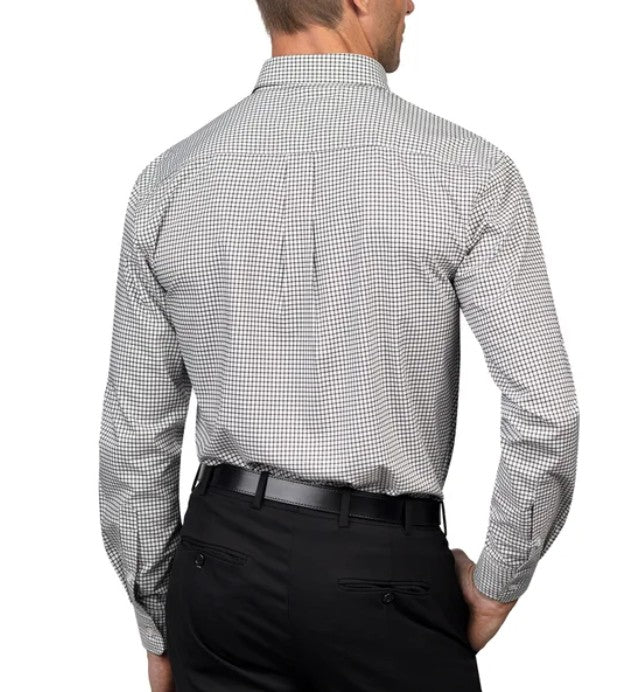 Chaps Men's Size Large (16-16.5 34/35) Button-Down Dress Shirt, Black Check
