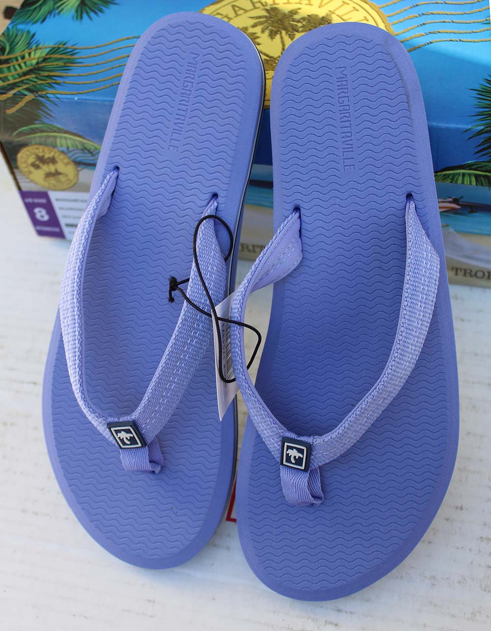 Margaritaville Ladies' Size 8 Wildwood Flip Flops Sandals Thongs, Lilac
