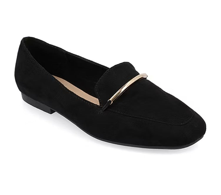 Journee Collection Wrenn Women's Size 9.5 W, Moc Closed Toe Loafers, Black Suede