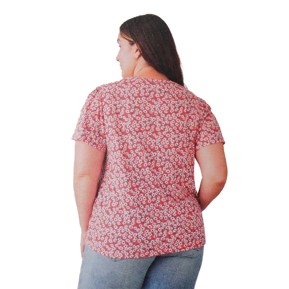 Lucky Brand Ladies' Size X-Small, Flutter Sleeve Top, Red Multi Floral Print, Customer Return