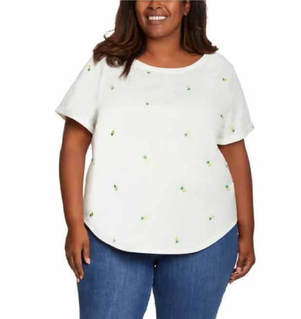 Vintage America Ladies' Size X-Small, Short Sleeve Tee, White Pineapple, Customer Return