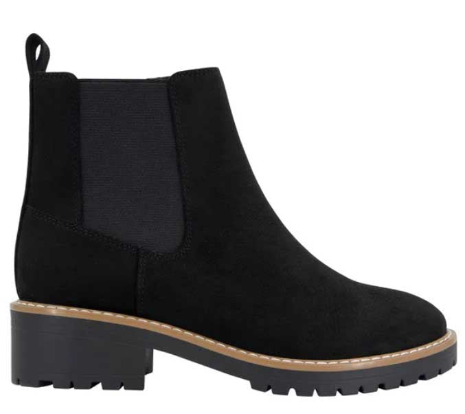 Kensie Kayla Ladies' Size 7.5, Chelsea Faux Suede Boot, Black, Customer Return