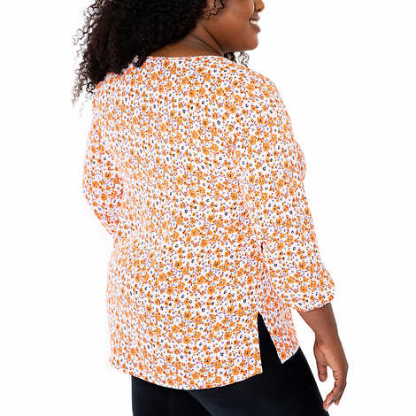 Mario Serrani Ladies' Size Medium, 3Q Sleeve Tunic Top, Pink Floral