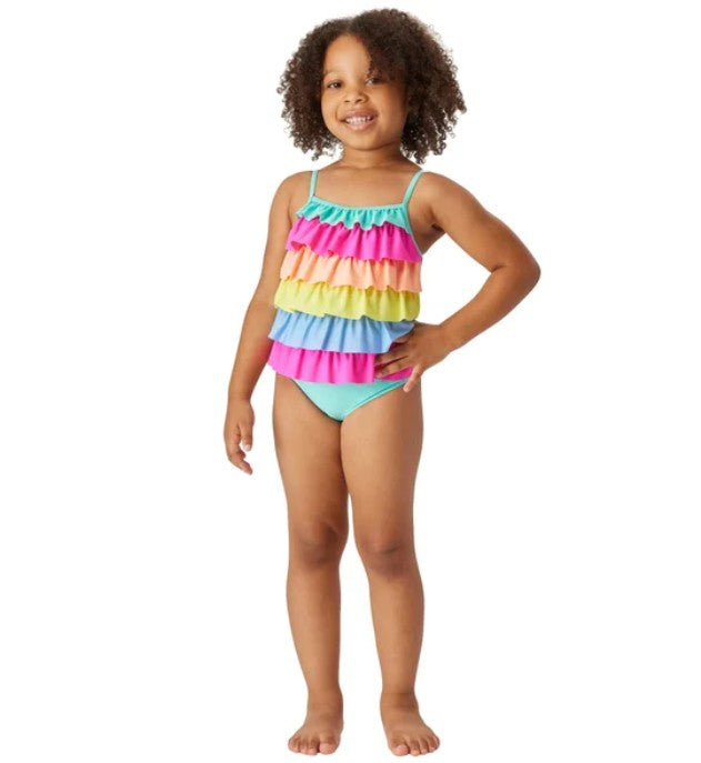 Flapdoodles Kids' Girls Size 6 2-piece Swim Set, Suit and Cover-Up, Blue