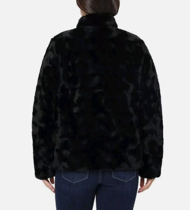 Nicole Miller Ladies' Size XXL (18) Reversible Jacket Faux Fur Puffer, Black