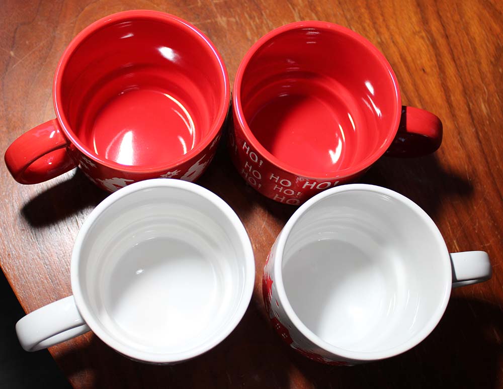Signature Housewares Holiday Stoneware Mugs 13.5 oz. with Wire Tower, Set of 4