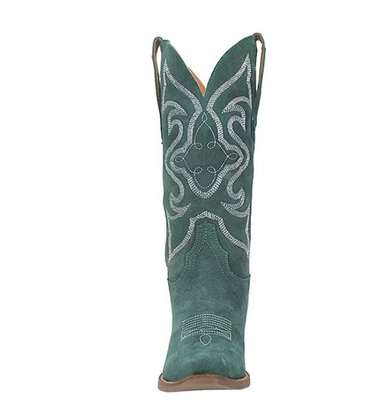 Dingo Women Size 10 M, Out West Cowboy Boots, Green Soft Suede Leather, Grade A