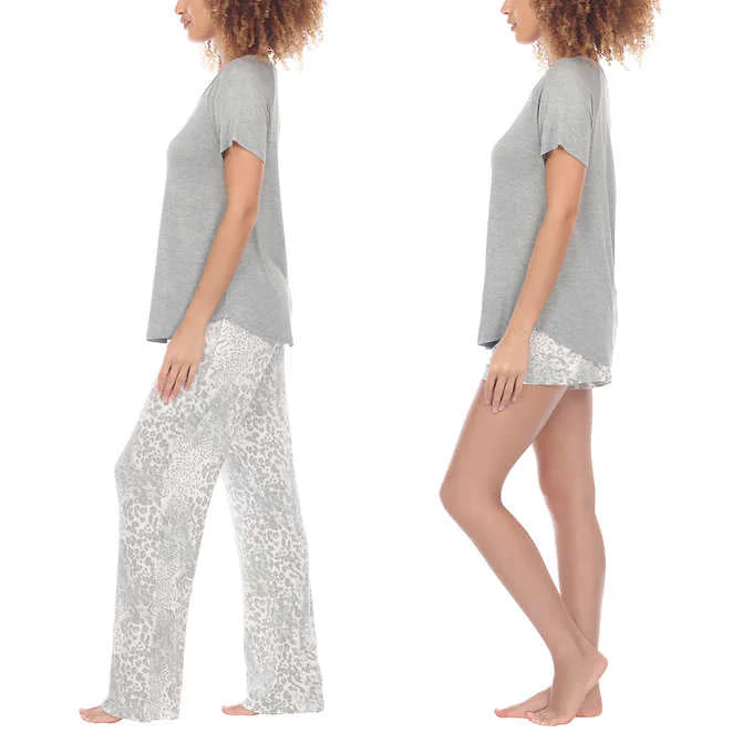 Honeydew Women's Size Large, 3-PC Pajama Set, Gray Animal Print, Customer Return
