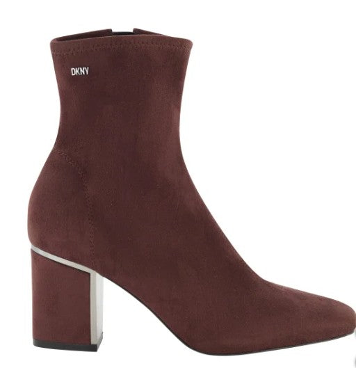 DKNY Ladies' Size 6 Stretch Bootie Block Heel Boots, Espresso (Brown)