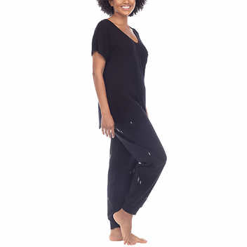 Honeydew Ladies' Size Medium Embroidered Lounge Set, 2-piece, Black Lightning