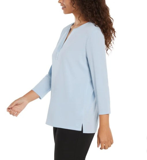 Banana Republic Ladies' Size 3X (26-28) V-Neck 3/4 Sleeve Top Blouse, Blue