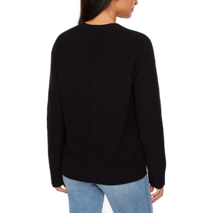 Hudson Ladies' Size Medium (8-10) Cotton Buttondown Cardigan Sweater, Black