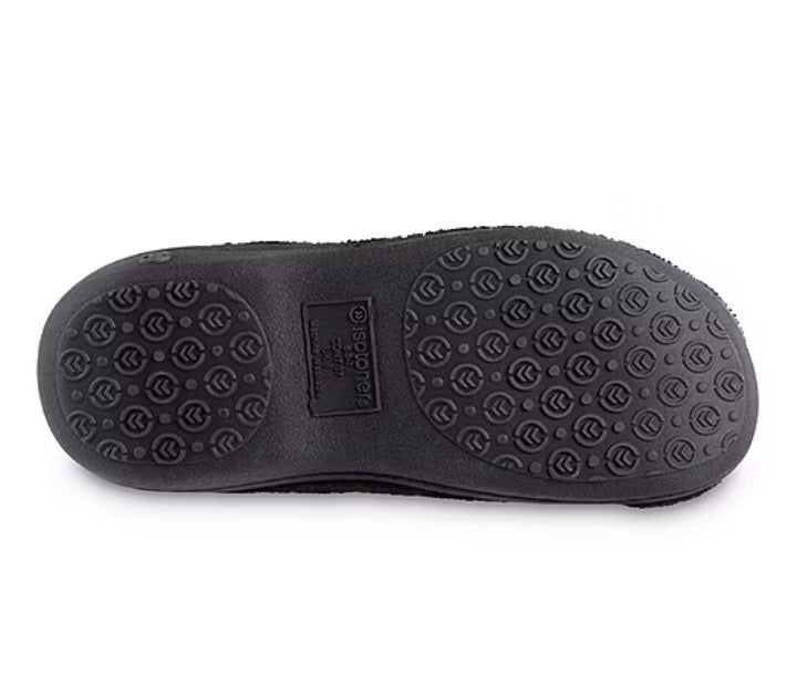 Isotoner Women's Size Medium (8-9) Memory Foam Slip-On Slippers, Black