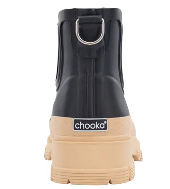 Chooka Ladies' Size 9 CH Storm Chelsea Rain Boot, Black/Tan, New in Box