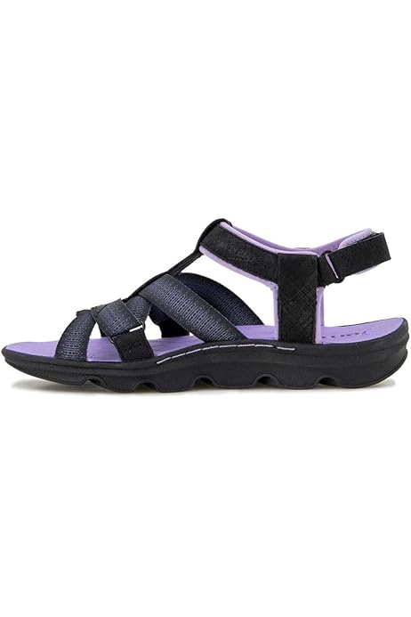 Jsport Ladies' Size 9 Strap Sandals All Terra Traction, Black/Purple, Customer Return