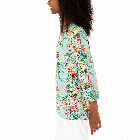 Mario Serrani Ladies' Size Medium, 3Q Sleeve Tunic Top, Blue Floral