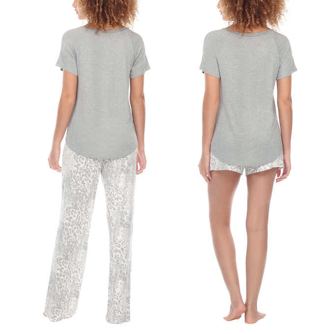 Honeydew Women's Size Large, 3-PC Pajama Set, Gray Animal Print, Customer Return