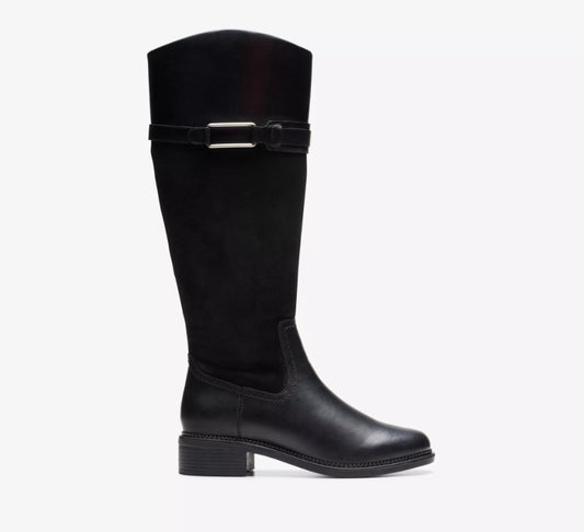 Clarks Maye Carly Women's Size 7 M, Tall Riding Boots, Black Leather