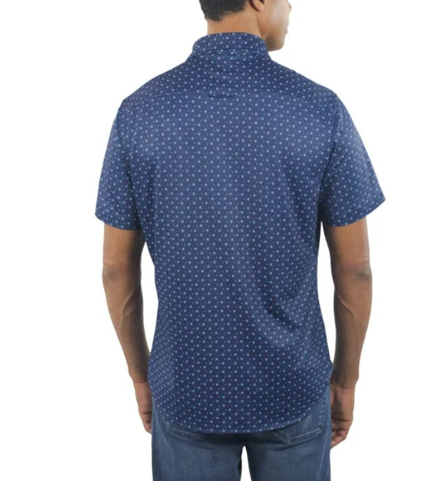 Jachs NY Men's Size X-Large Short Sleeve Woven Button Front Shirt, Blue