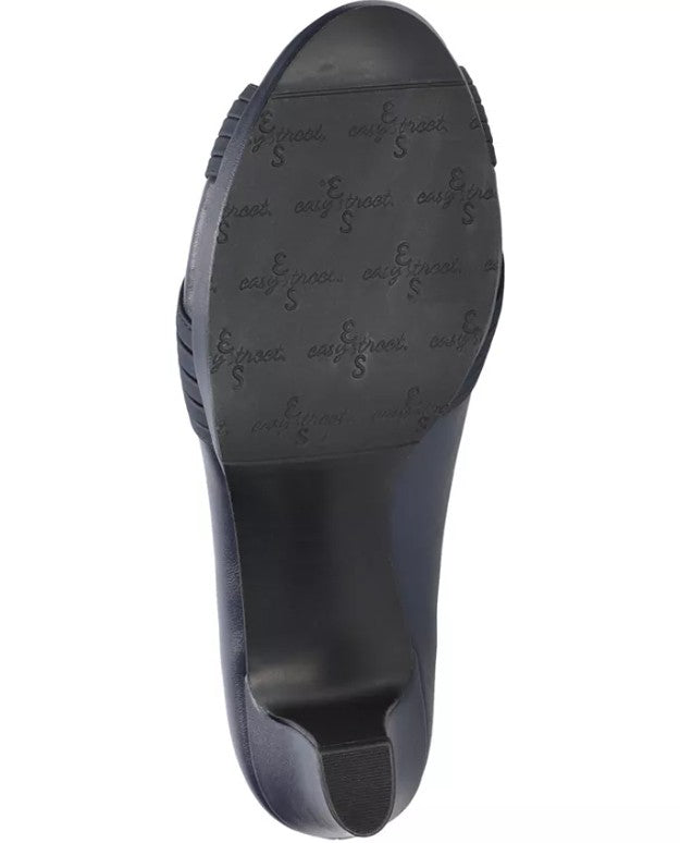 Easy Street Women's Size 6 Extra Wide, Lavish Platform Peep Toe Pumps, Navy